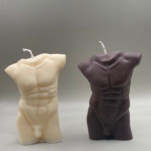Brown & white body candle.